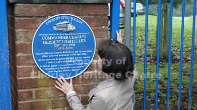Lady Patten Closely inspects the Plaque